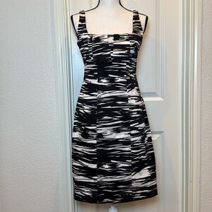 Calvin Klein Black and White Sheath Midi Dress
